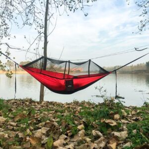 Camping Hammock, Portable Double Hammock with Net, 2 Person Hammock Tent with 2 * 10ft Straps, Best for Outdoor Hiking Survival Travel