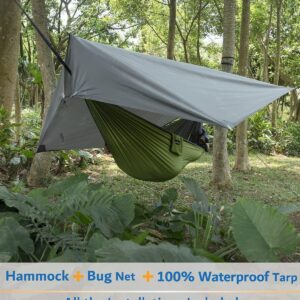 Camping Hammock, Portable Double Hammock with Net, 2 Person Hammock Tent with 2 * 10ft Straps, Best for Outdoor Hiking Survival Travel