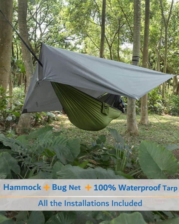 Camping Hammock, Portable Double Hammock with Net, 2 Person Hammock Tent with 2 * 10ft Straps, Best for Outdoor Hiking Survival Travel - Image 19