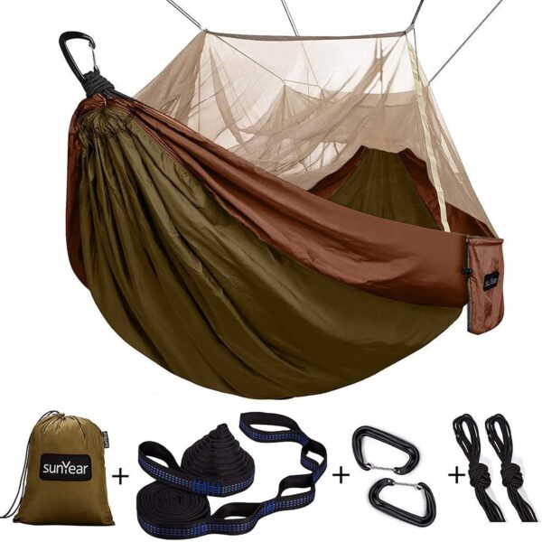 Camping Hammock, Portable Double Hammock with Net, 2 Person Hammock Tent with 2 * 10ft Straps, Best for Outdoor Hiking Survival Travel - Image 23