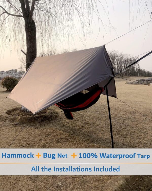 Camping Hammock, Portable Double Hammock with Net, 2 Person Hammock Tent with 2 * 10ft Straps, Best for Outdoor Hiking Survival Travel - Image 26