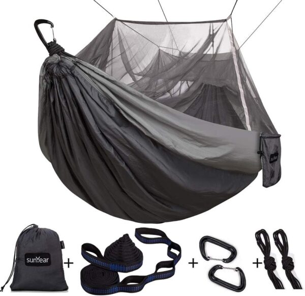 Camping Hammock, Portable Double Hammock with Net, 2 Person Hammock Tent with 2 * 10ft Straps, Best for Outdoor Hiking Survival Travel - Image 29