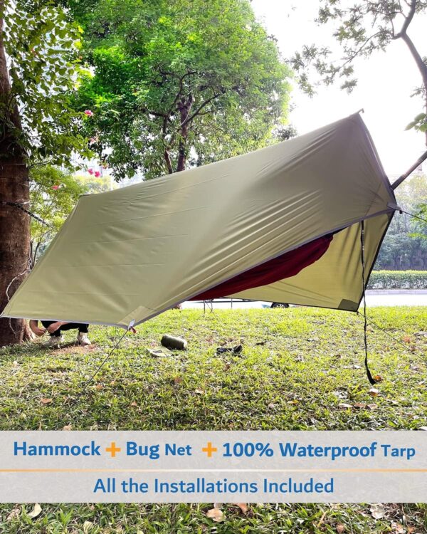 Camping Hammock, Portable Double Hammock with Net, 2 Person Hammock Tent with 2 * 10ft Straps, Best for Outdoor Hiking Survival Travel - Image 35