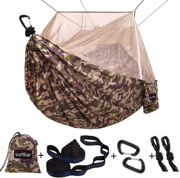 Camping Hammock, Portable Double Hammock with Net, 2 Person Hammock Tent with 2 * 10ft Straps, Best for Outdoor Hiking Survival Travel - Image 44