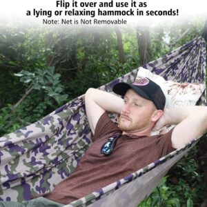 Camping Hammock, Portable Double Hammock with Net, 2 Person Hammock Tent with 2 * 10ft Straps, Best for Outdoor Hiking Survival Travel