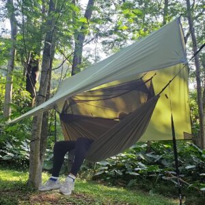 Camping Hammock, Portable Double Hammock with Net, 2 Person Hammock Tent with 2 * 10ft Straps, Best for Outdoor Hiking Survival Travel