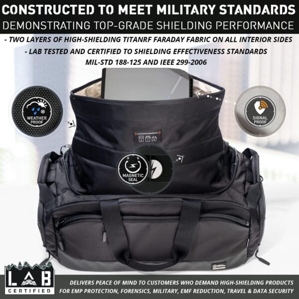 Mission Darkness X2 Faraday Duffel Bag + Detachable MOLLE Faraday Pouch (Gen 2) // Military-Grade RF Shielding for Large Electronics & Mobile Devices // Digital Forensics Signal Isolation Data Privacy - Image 5