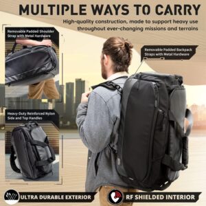 Mission Darkness X2 Faraday Duffel Bag + Detachable MOLLE Faraday Pouch (Gen 2) // Military-Grade RF Shielding for Large Electronics & Mobile Devices // Digital Forensics Signal Isolation Data Privacy