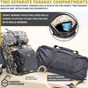 Mission Darkness X2 Faraday Duffel Bag + Detachable MOLLE Faraday Pouch (Gen 2) // Military-Grade RF Shielding for Large Electronics & Mobile Devices // Digital Forensics Signal Isolation Data Privacy