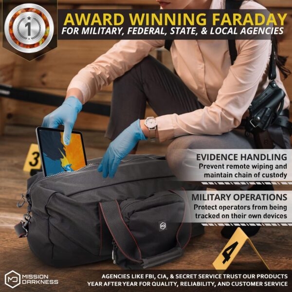 Mission Darkness X2 Faraday Duffel Bag + Detachable MOLLE Faraday Pouch (Gen 2) // Military-Grade RF Shielding for Large Electronics & Mobile Devices // Digital Forensics Signal Isolation Data Privacy - Image 16