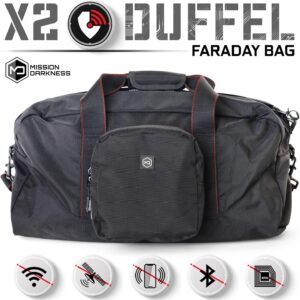 Mission Darkness X2 Faraday Duffel Bag + Detachable MOLLE Faraday Pouch (Gen 2) // Military-Grade RF Shielding for Large Electronics & Mobile Devices // Digital Forensics Signal Isolation Data Privacy