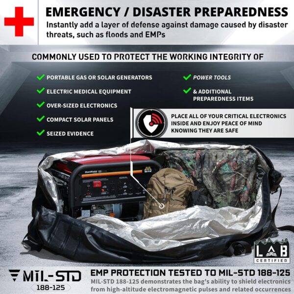 Mission Darkness Dry Shield Rapture Faraday Bag 1,060L Capacity // Durable Waterproof Cover Shields Generators & Extra-Large Electronics from RF Signals EMP CME Solar Flares - Image 4