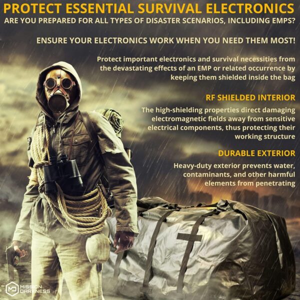 Mission Darkness Dry Shield Rapture Faraday Bag 1,060L Capacity // Durable Waterproof Cover Shields Generators & Extra-Large Electronics from RF Signals EMP CME Solar Flares - Image 7